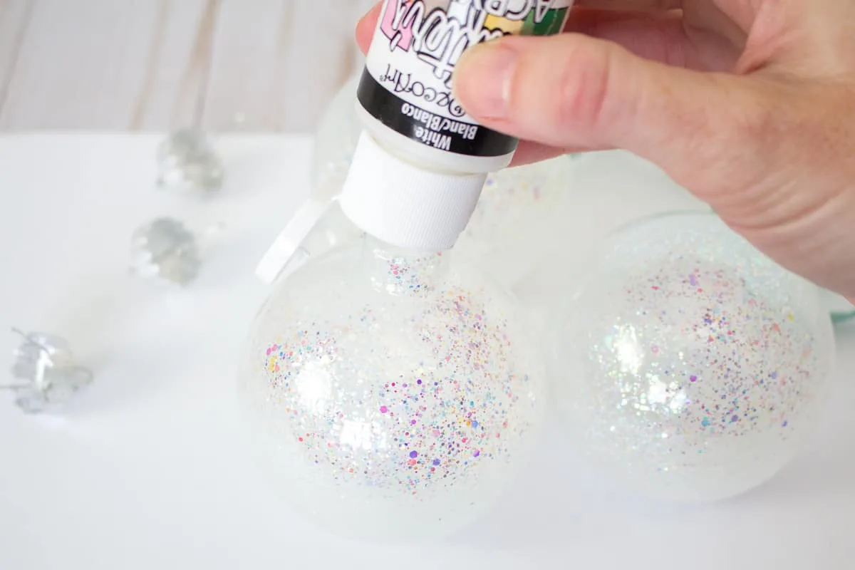 Painting Christmas Ornaments White