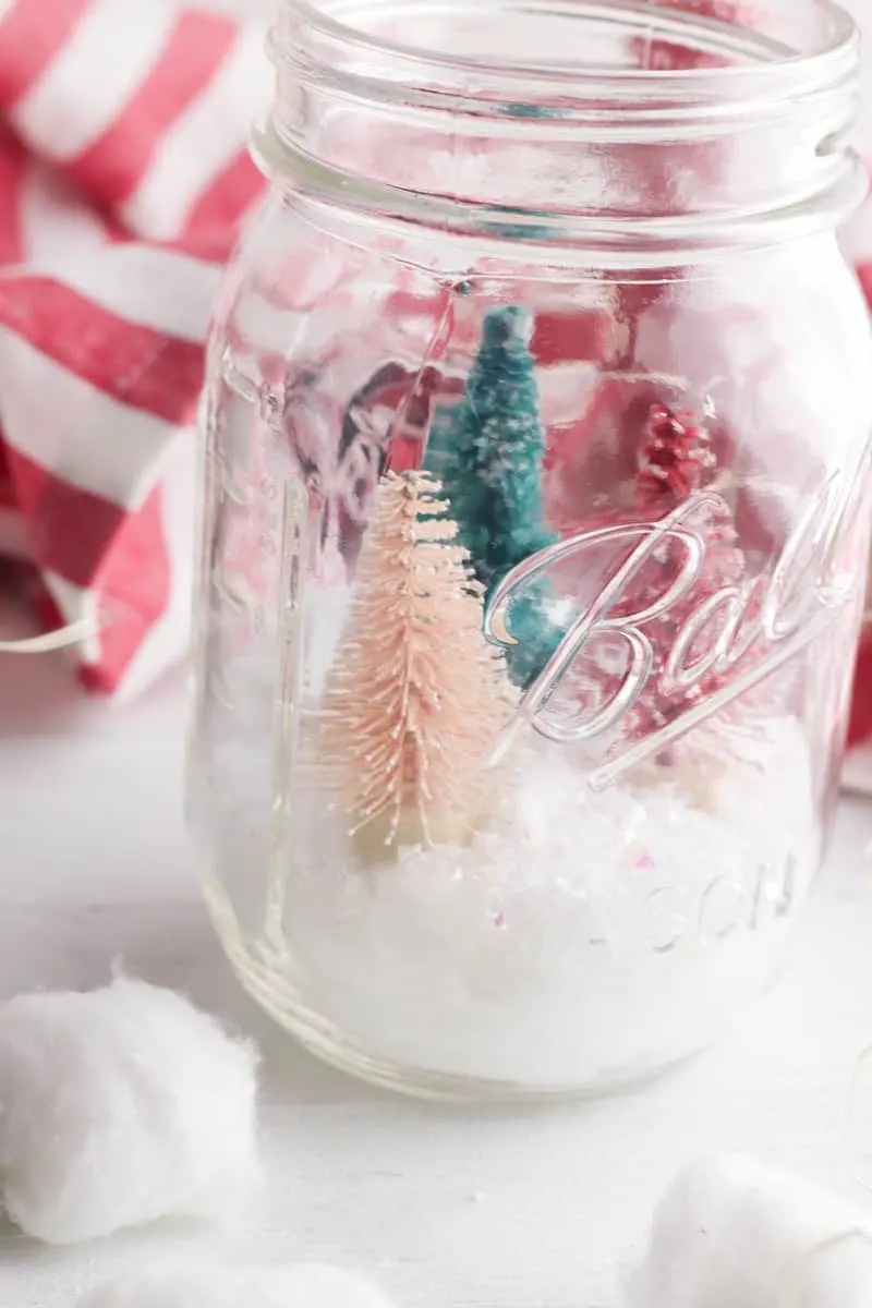 Snow and Trees in Mason Jar