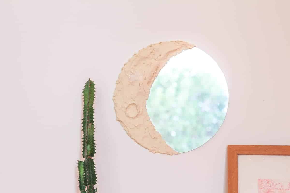 DIY Moon Mirror on a pink wall