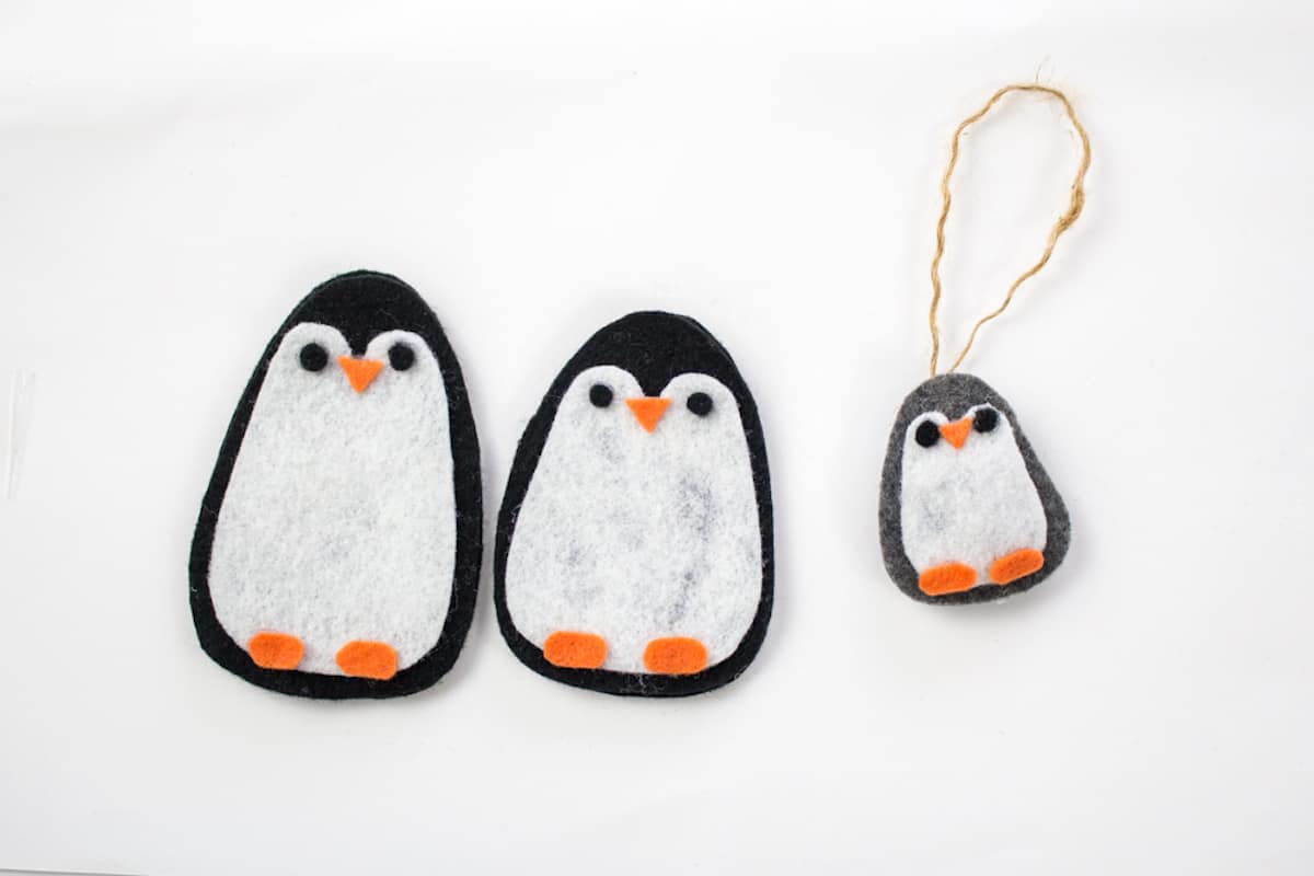 Penguin ornaments with twine loop