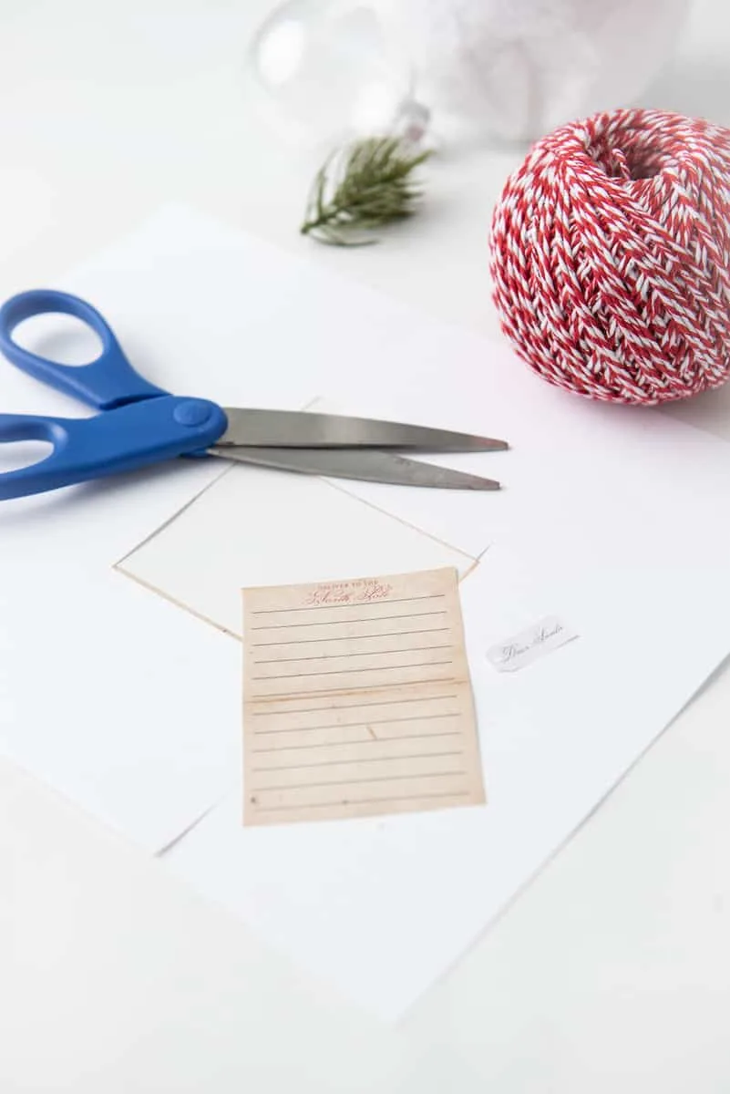 Printable Letter to Santa Cut Out, Scissors and Twine