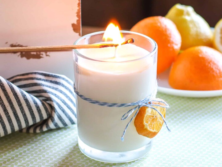 DIY hand poured Soy Candle with citrus scent