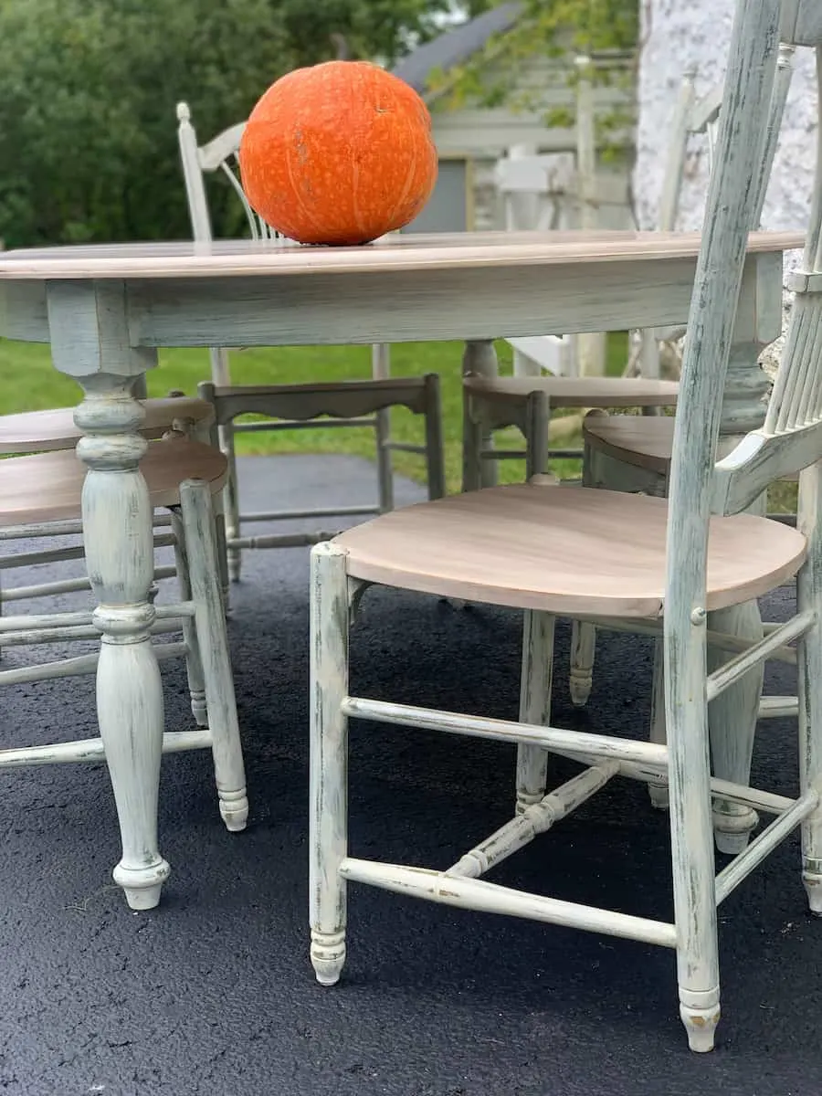 repainted kitchen table chair on patio