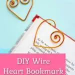 handmade wire heart bookmark on book page