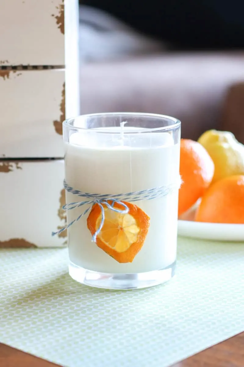 handmade Soy Candle with dried orange slice