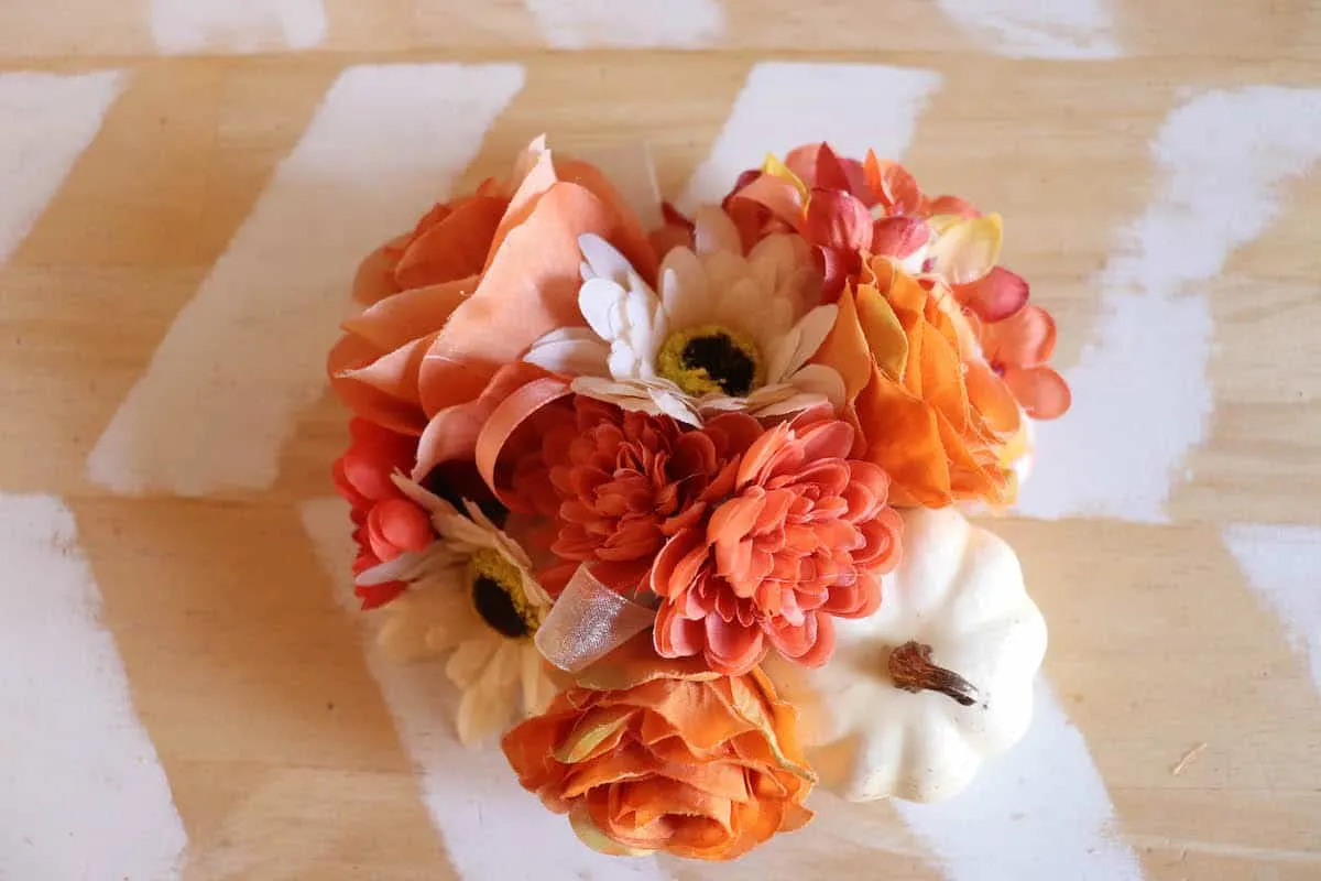 faux flower arrangement for fall craft