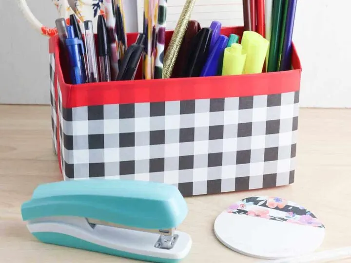 Cereal Box Organizer with stapler