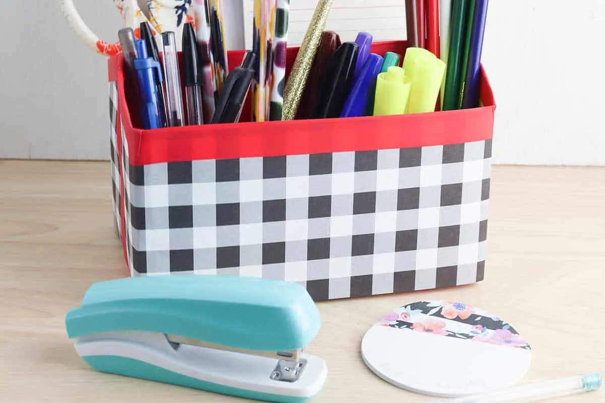 Cereal Box Organizer with stapler