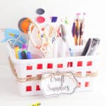 DIY craft supplies caddy from dollar store