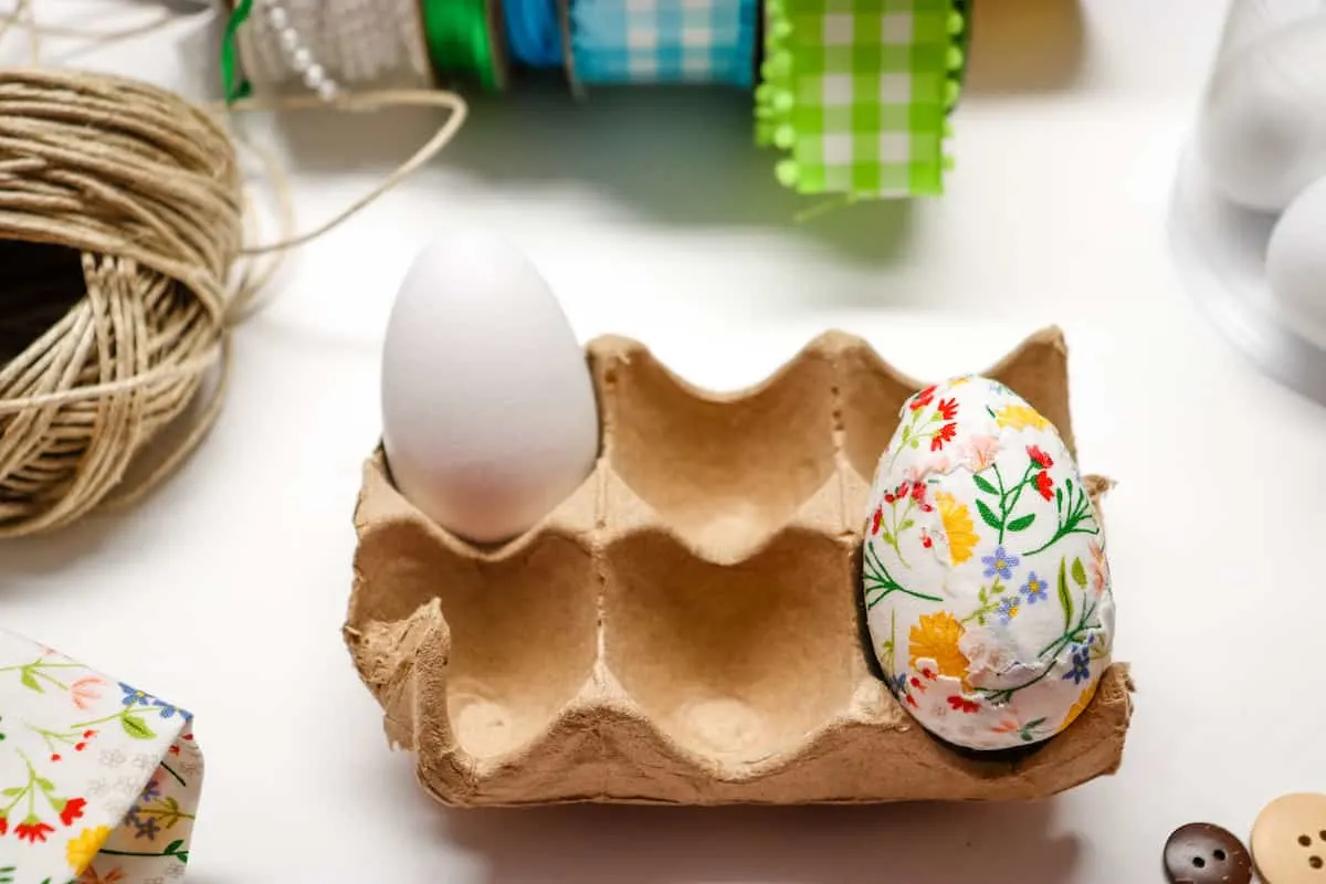 Decoupage Easter Eggs in an egg holder