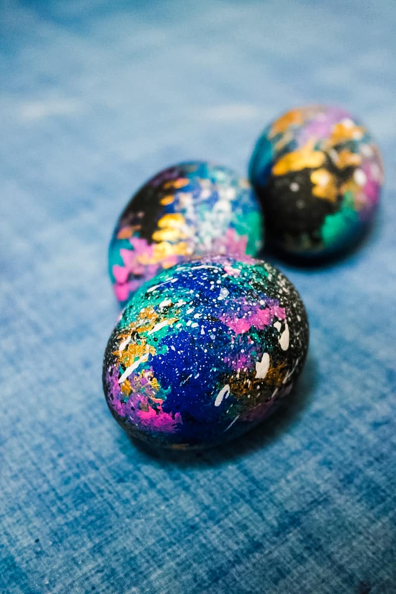 Galaxy Easter Egg clustered on blue background