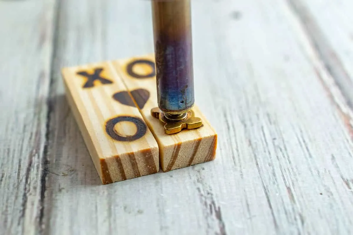 Jenga Block Keychain burning letter