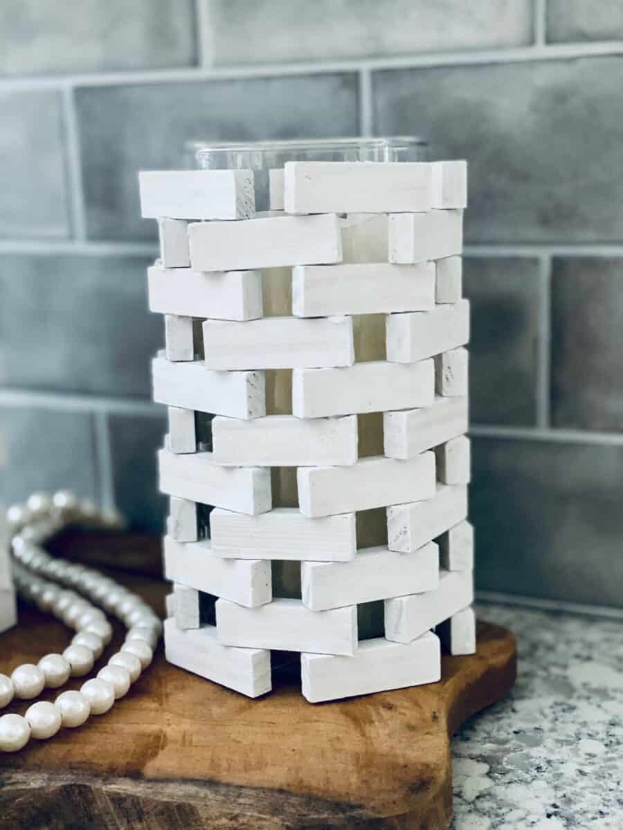 tumbling towers wood game pieces blocks DIY candle holder