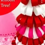 red white and pink ribbon loop tree for Valentines Day