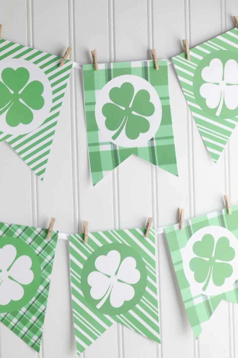 Printable St Patricks Day Banner on white wall