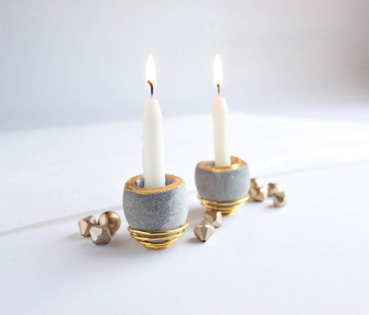 miniature egg shaped concrete candleholders