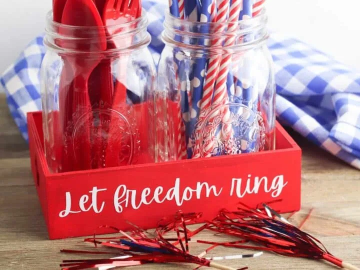 Fourth of July Tray on Table With Streamers