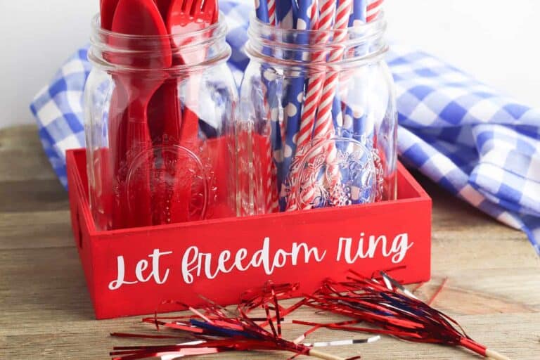 Fourth of July Tray on Table With Streamers