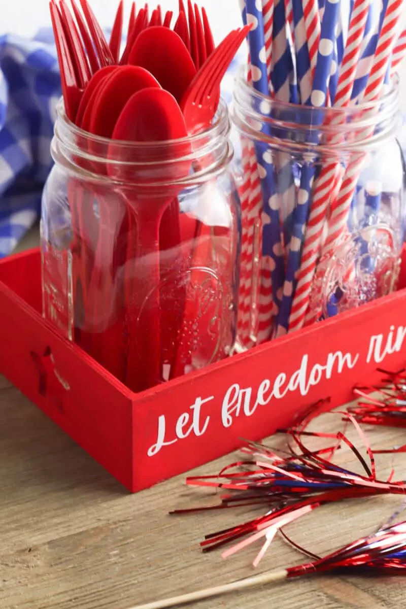 Fourth of July Tray on Wooden Table Top