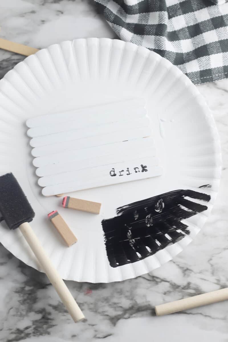 adding words to popsicle stick pallet coaster