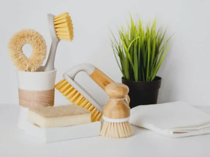 cleaning tools on counter top