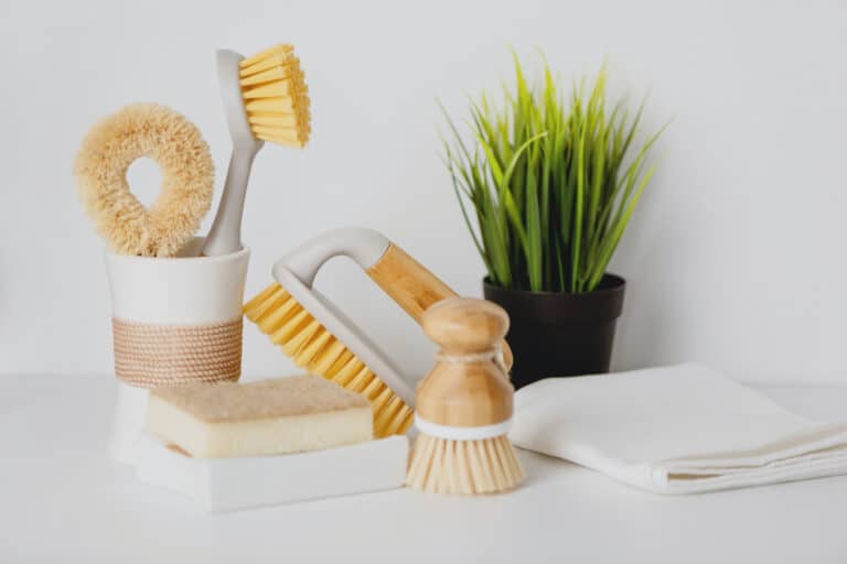 cleaning tools on counter top