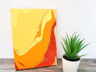 pouring paint on canvas craft