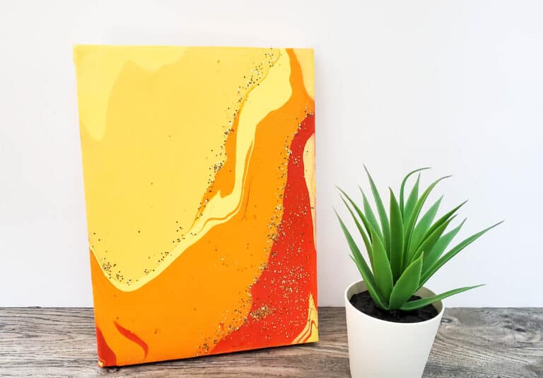 pouring paint on canvas craft