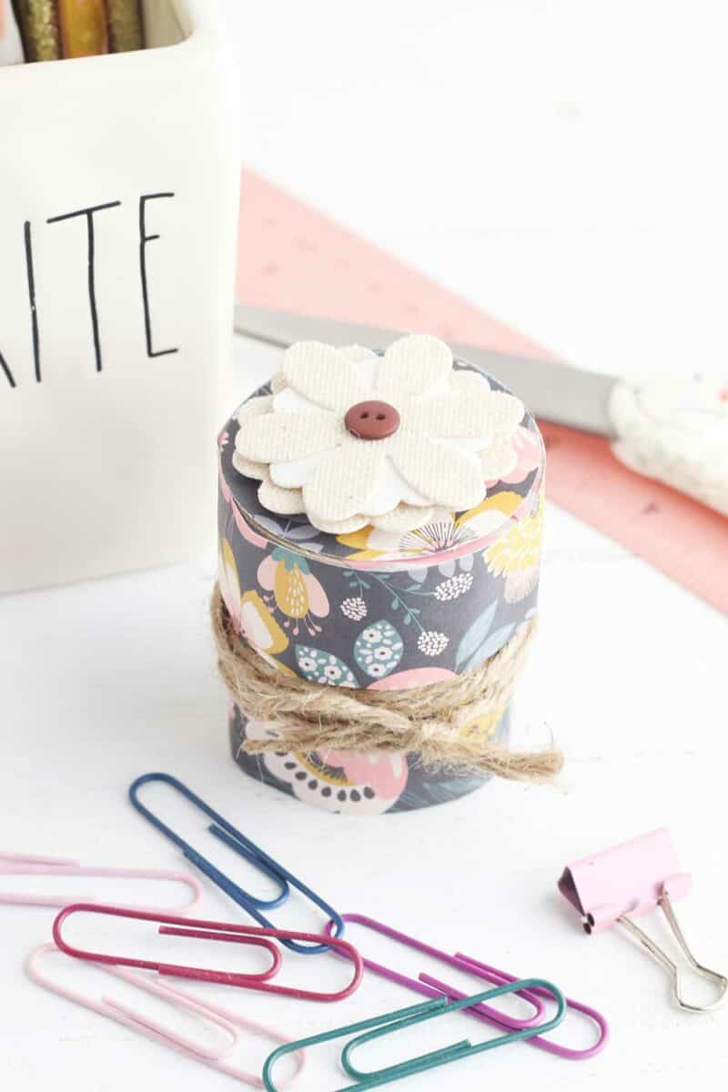 DIY Cardboard Box Organizer Twine and Toilet Paper Rolls