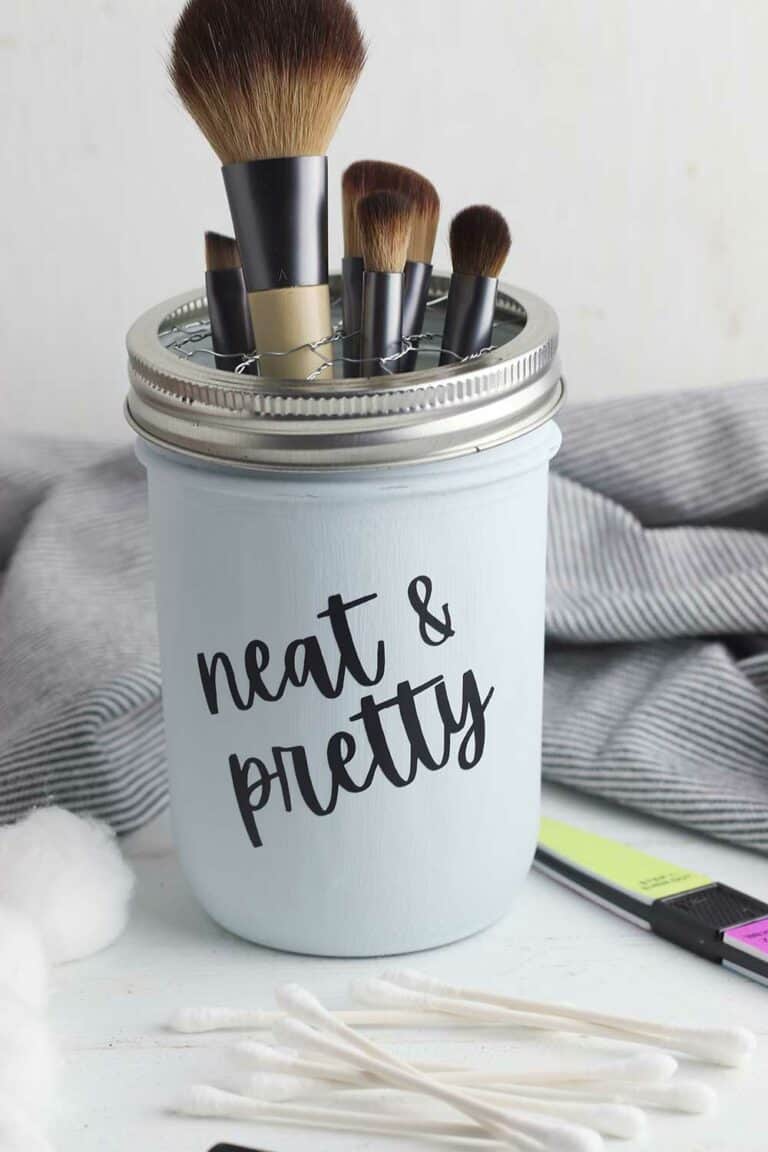 diy mason jar makeup brush holder