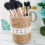 twine wrapped makeup brush holder for drying brushes