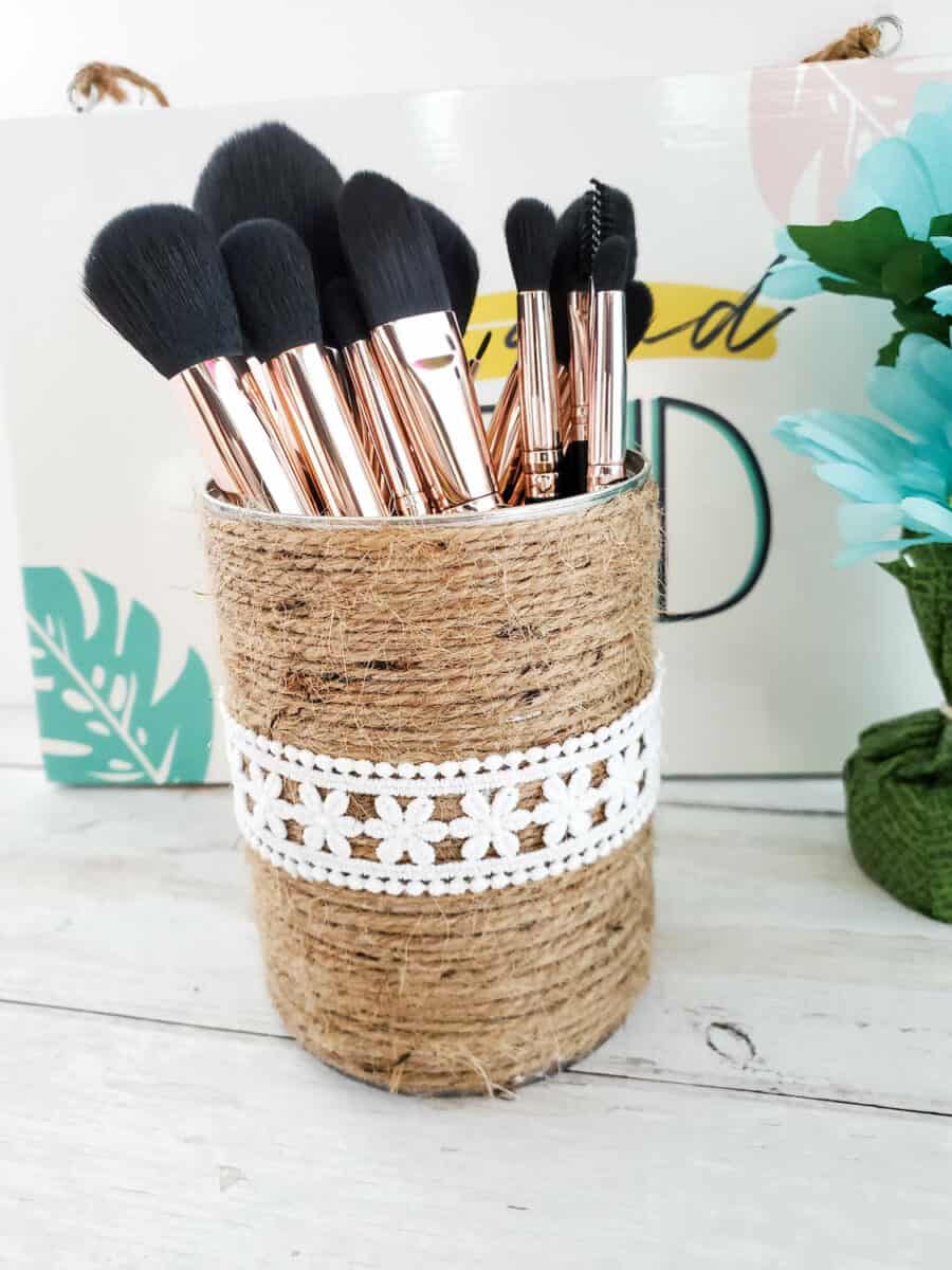 DIY MAKEUP BRUSHES HOLDER using Chanel and MAC paperbags to design empty  candle jars 