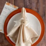 handmade pumpkin napkin ring for thanksgiving dinner