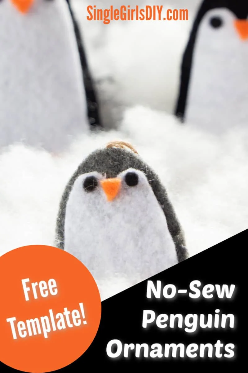 cute felt penguin ornaments in snow