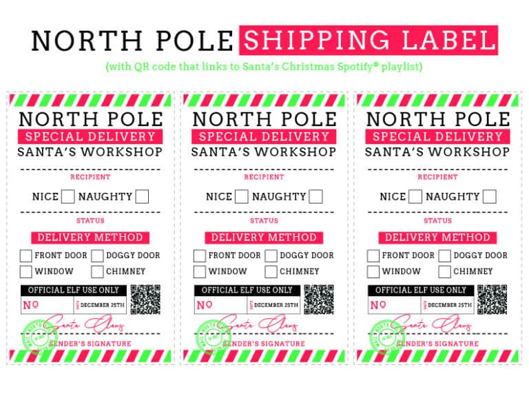 cute Christmas present labels from Santa Claus
