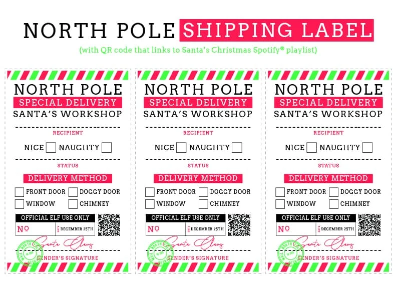 cute Christmas present labels from Santa Claus