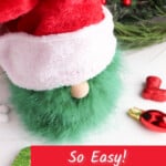DIY gnome with a Santa hat and green beard