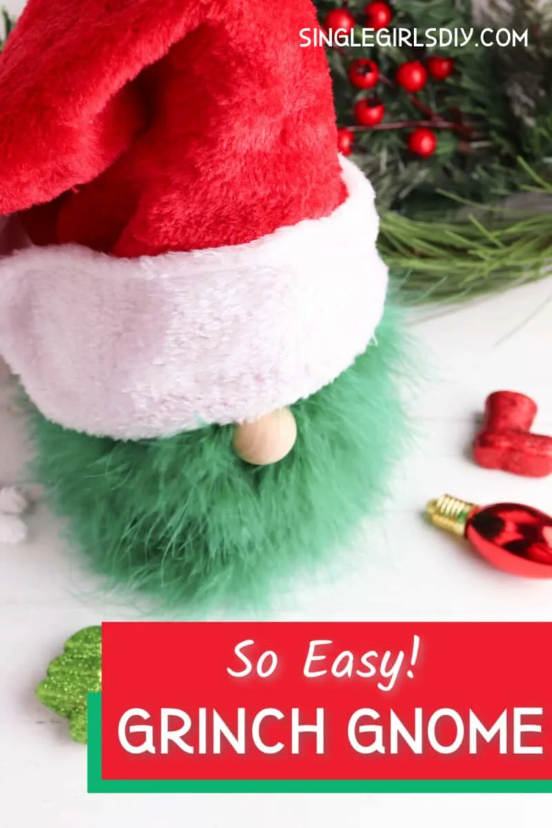 DIY gnome with a Santa hat and green beard