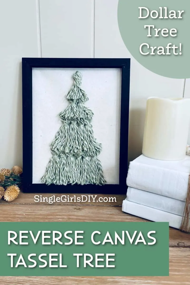 handmade tassel tree art in black frame