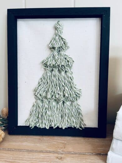 DIY Tassel Christmas Tree Reverse Canvas Sign - Single Girl's DIY