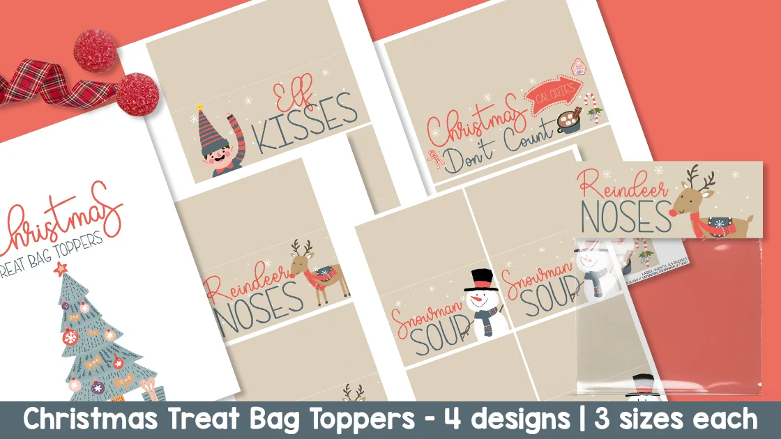 6.5 Christmas Hot Beverage Bag Toppers PRINTABLE Loot Bag Label, Ziplock  Foldover Label, Sandwich Bag Label, Snack Topper, Edit in Corjl 