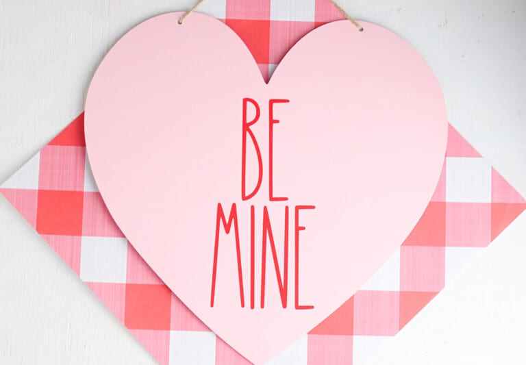 pink conversation candy heart sign for front door