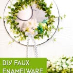 decorated farmhouse style charger plate hanging on wall