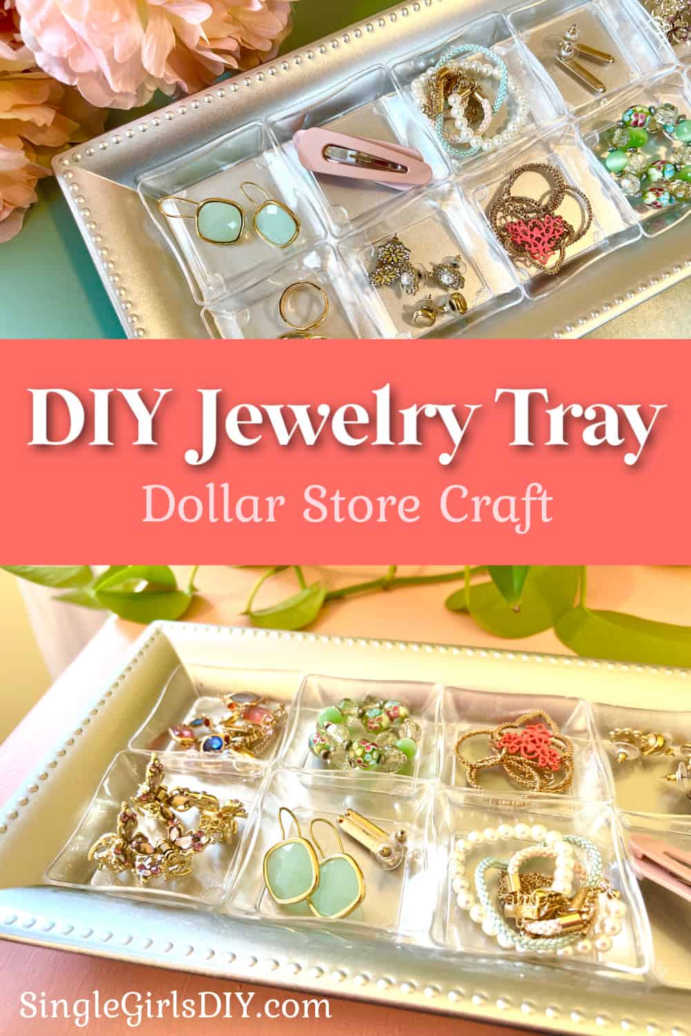 DIY Jewelry Organizer Tray (Dollar Tree Craft) - Single Girl's DIY