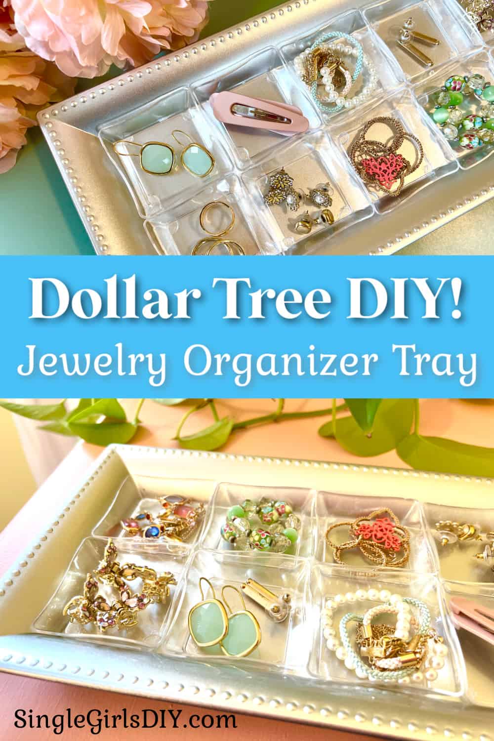 DIY Jewelry Organizer Tray (Dollar Tree Craft) - Single Girl's DIY