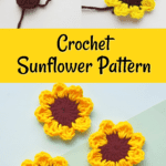 process photos of how to crochet sunflowers and finished patterns
