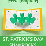 homemade pop up st Patricks day card on green background