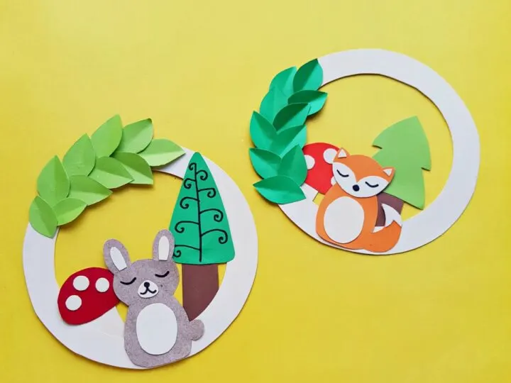 cute woodland animal wreaths made out of craft paper