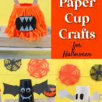 collage of halloween paper cup crafts