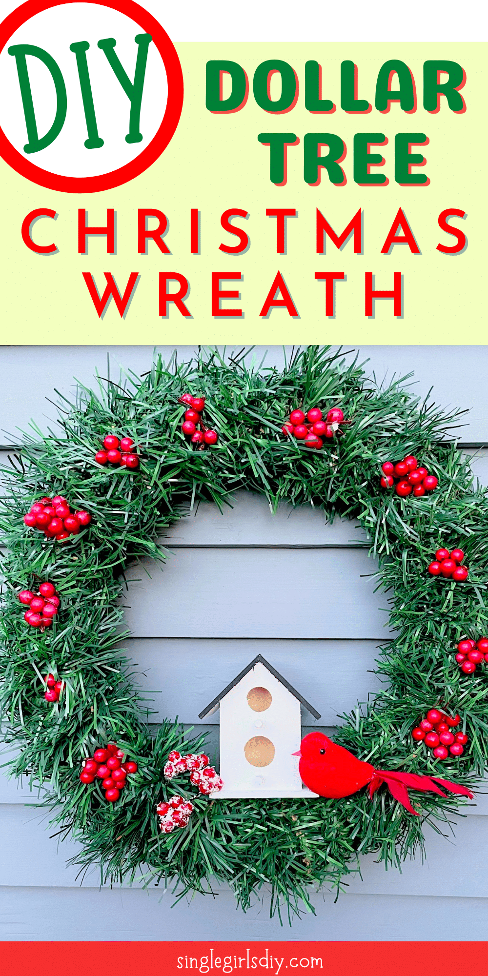 DIY Christmas Cardinal Wreath - Single Girl's DIY